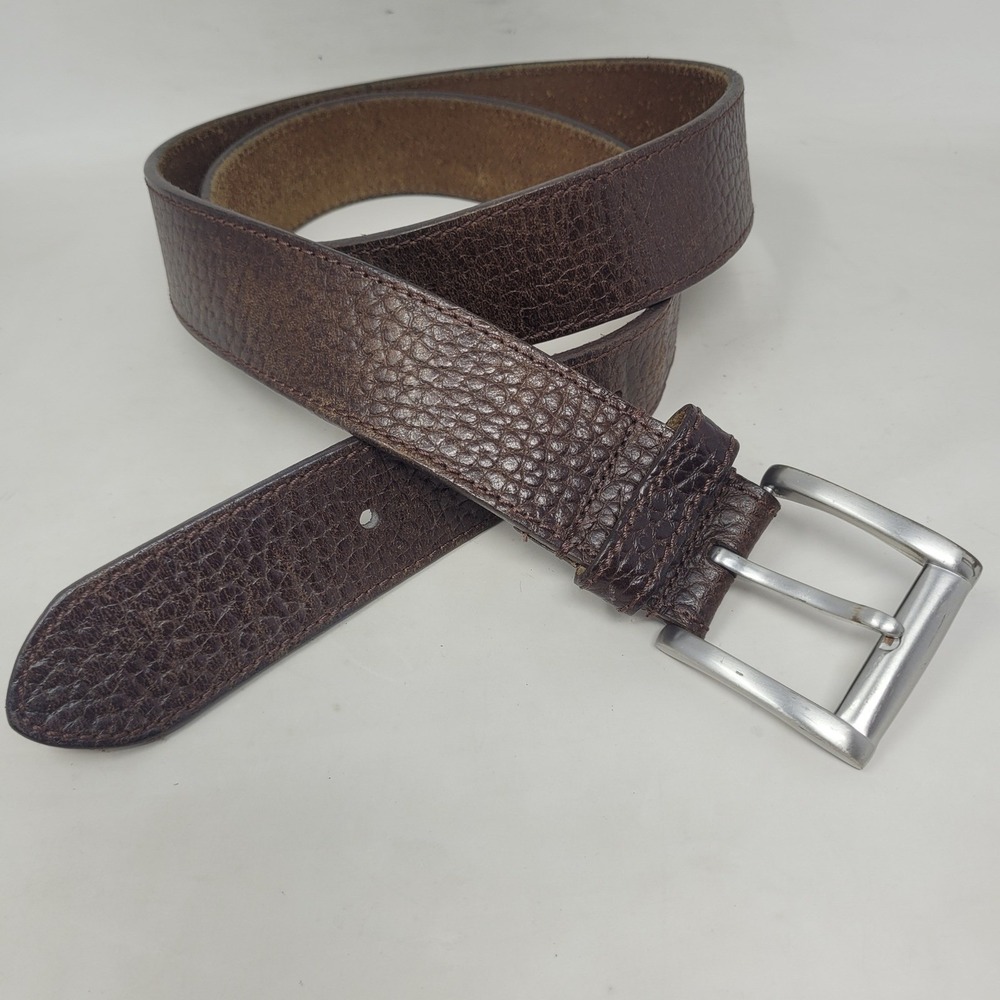 Brown Leather Belt 42 Pebbled Grain Textured Casual Industrial Rugged Utility